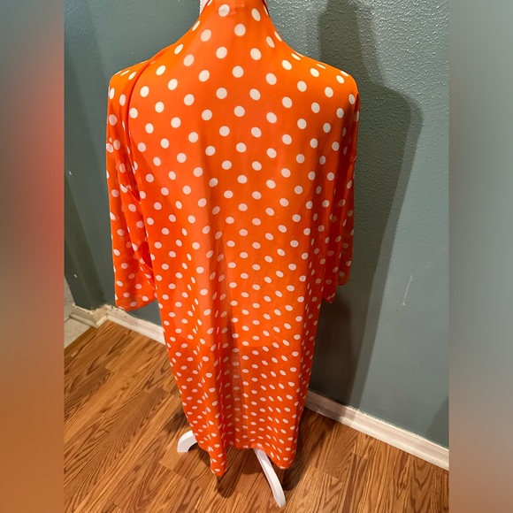 LuLaRoe Shirley Kimono orange polka dot sz L - Picture 2 of 3